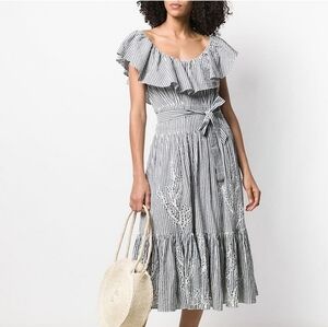 Tory Burch Black and White Striped Dress